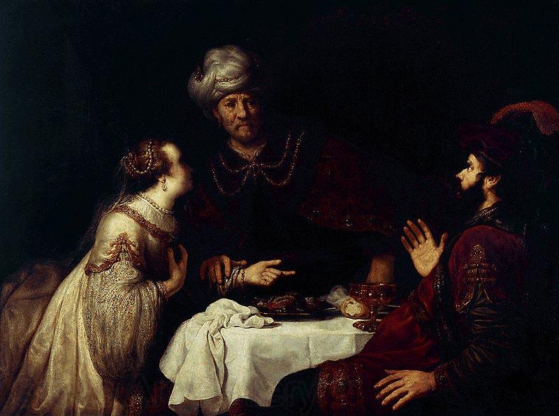 Jan victors Esther accuses Haman before Ahasveros Germany oil painting art